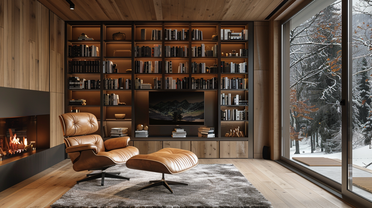 Salon et bibliothèque